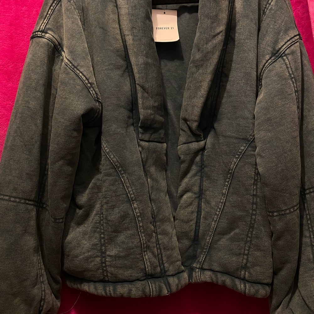 Forever 21 Seamed Mineral Wash Jacket -Teal - NWT